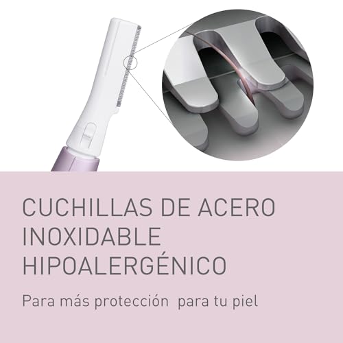 Panasonic ES-WF71-V503 Recortador de Cejas y Vello Facial Mujer, Perfilador De Cejas, Cabezal Flexible, Acero Inoxidable Hipoalergénico, Funciona con Pilas AAA, Lila - imagen 4