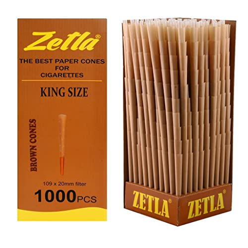 Zetla 1000 - Cones King Size Brun - Cone Pre Roule (109 x 20 mm) - Joint Cones King Size - Pre Rolled Papers - Blunt Feuille a Rouler Cover