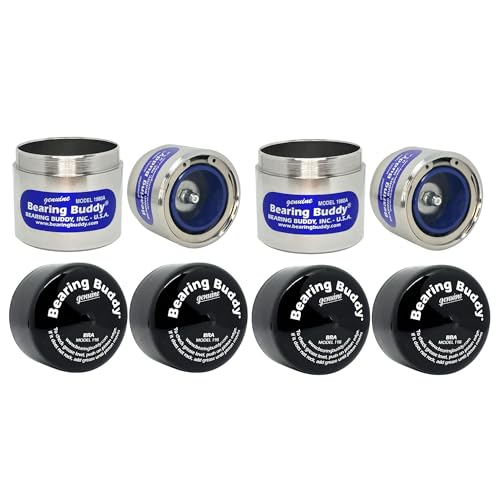 Bearing Buddy 1980A - USA-Made Chrome Plated Bearing Protector w/ 19B Bra & Blue Grease Indicator - Wheel Bearing Protectors for Boats RVs & More - Only Fits Hubs w/ 1.980 Inside Diameter (2 Pairs)
