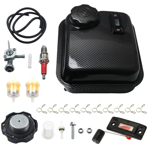 Image of Mini Bike Gas Fuel Tank W / Fuel Gauge For Predator 212 Hemi Engine Coleman CT200u BT200x 196cc Mini Bike Baja Massimo Warrior MB200 GX160 GX200 Go Kart Parts 212cc Engine Parts(Carbon Fibre Pattern)