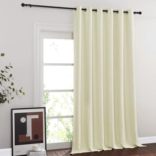 NICETOWN Blackout Sliding Glass Door Curtain, Thermal Insulated Grommet Room Darkening Window Treatment Sound Dampening for Bedroom/Living Room, Beige, W80 x L90, 1 Panel