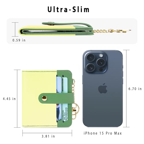 Image of Airkit Small Wallet Women RFID, PU Leather Card Holder with Keychain | Slim Compact Zipper Coin Purse for Ladies, Travel Holiday Gifts for Mom, Cute Mini Bifold Wallets