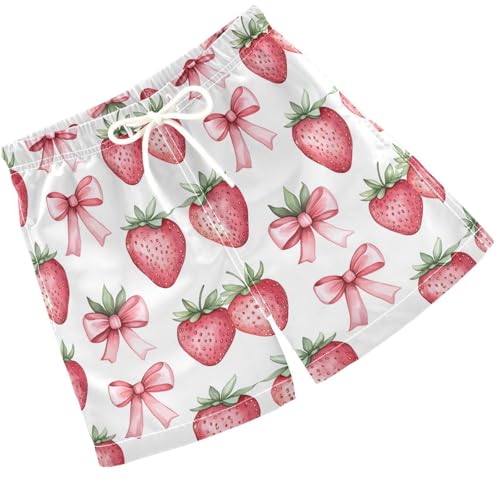 Pigsaly Boys' Swim Board Shorts Cute Pink Bow Red Strawberry Boy's Swim Trunks Kids Swimwear 2T