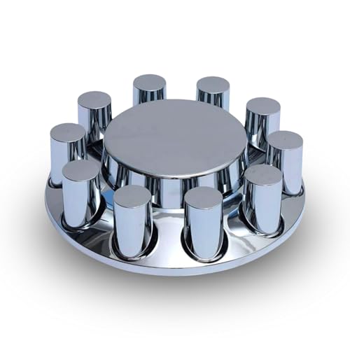 TORQUE Front Axle Wheel Cover Cylinder Hubcap 33mm for Semi Truck (Chrome Plated ABS Plastic) (Universal Fit) (TR134-TWC)