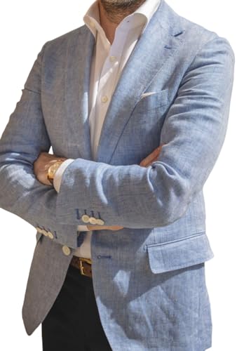 Men's Linen Casual Sports Blazers Double Button Lightweight Business Solid Color Simple Sports Jacket2