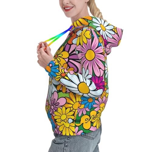 Pull à capuche imprimé fleurs mignonnes idéal pour vos sorties décontractées - 2
