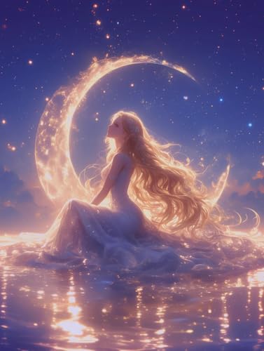 Diamond Painting Fille et la lune à offrir : kit complet d'artisanat créatif