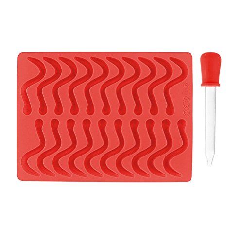 TOYANDONA Molde de silicone de minhoca com conta-gotas, molde antiaderente, ferramenta de assar para