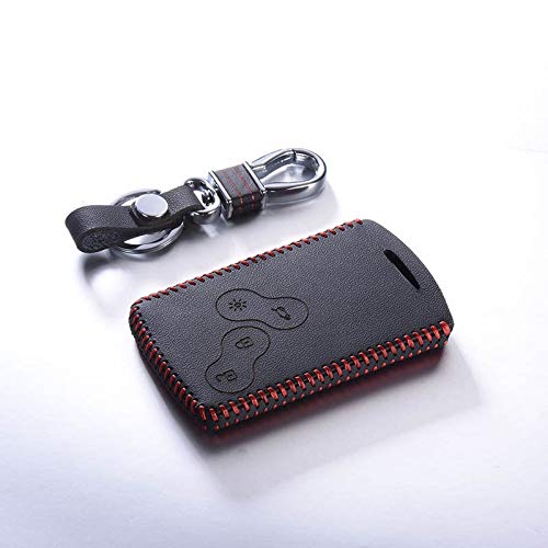 Key Case Top Leather Key Cover for Renault Megane 1 2 3 Koleos Laguna 2 3 Sandero Scenic Captur Clio Duster Fluence Case Shell Keychain - (Color Name: single layer black)
