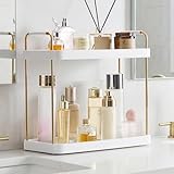 Vtopmart 2-Tier Bathroom Countertop Organizer, Vanity Dresser Counter Tray Shelf for Skincare, Perfume, Makeup, Gold