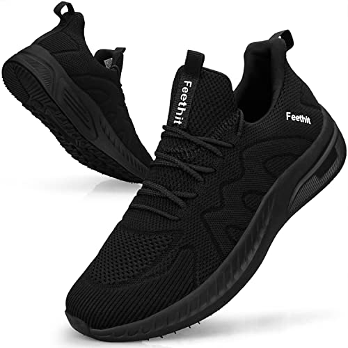 Feethit Mens Non Slip Walking Sneakers Lightweight Breathable Slip on Running Shoes Athletic Gym Tennis Shoes for Men