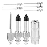 Tinoaly 9pcs Grease Gun Needle Nozzle Kit, Detachable Grease Gun Injector Needle Dispenser Tip, Nozzle Coupler Adapter Fitting Tool for Injection Narrow Space & Deep Hole Set Accessories