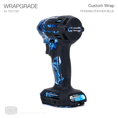 WRAPGRADE Custom Wrap Aufkleber Abziehbild kompatibel mit Makita DTD173 18V LXT (Phoenix Feather Blue)