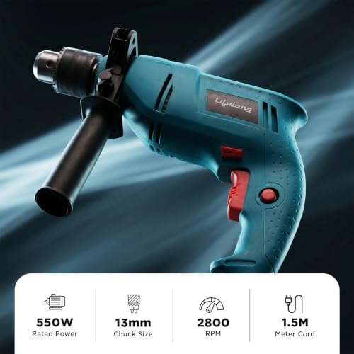 Image of Lifelong 550W Impact Hammer Drill Machine | Electric Drill Machine for Wall Drilling & Home Use | 23-Piece Tool Kit | 13mm Chuck | Variable Speed | Forward & Reverse | Full Copper Motor | Heavy Duty