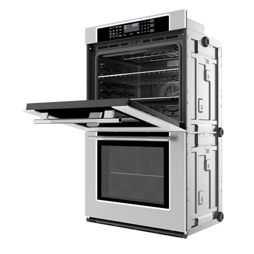Image of Empava 30 inch 10.0 cu ft Double Electric Wall Oven, Convection & Air Fryer | 10 Cooking Functions, Convection Cooking Upper Oven, 5.0+5.0 cu ft Capacity, Touch Controls, Air Fry Basket Included