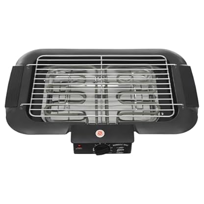 Elektrischer BBQ Grill, Tischgrill, 2000 Watt, 50x31x8cm große Grillfläche, Abnehmbarer Fettauffangschale, Einstellbare Temperatur, für drinnen und außen (Schwarz)