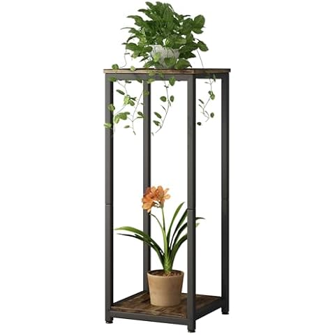 YIZAIJIA Plant Stand Indoor Corner Tall 2 Tier Metal Modern Flower Storage Plant Shelf Holder for Living Room Balcony Garden,Black (2 Tier-Black) Cover