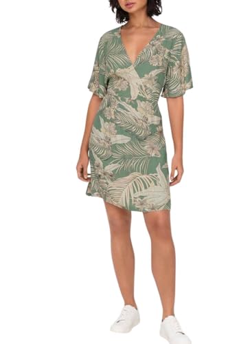 ONLY Damen Onlpalina Life 2/4 Wrap Dress Ptm Wickelkleid, Grün, S EU