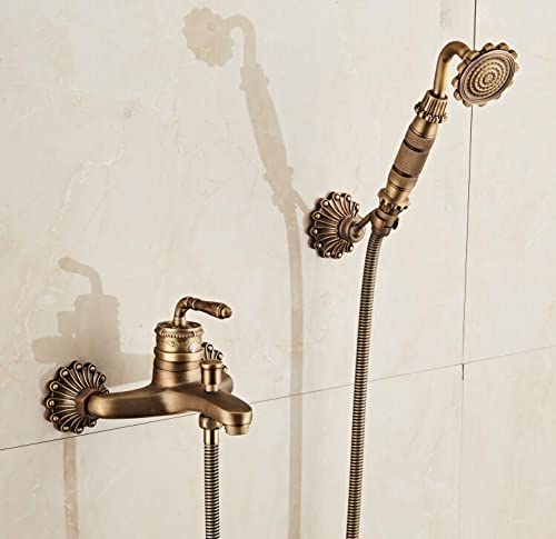 Mélangeur de douche en laiton bronze mural sculpté style rétro