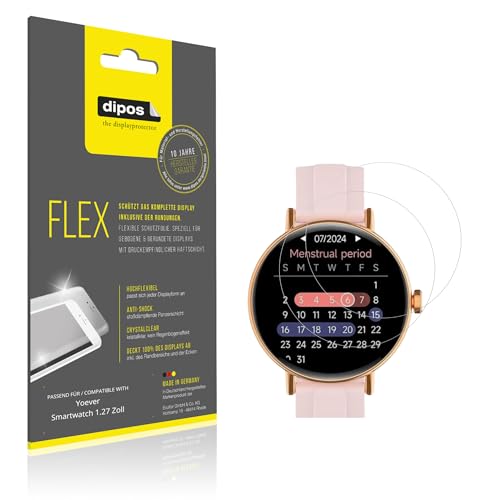 dipos I 2x Protector de Pantalla compatible con Yoever Smartwatch 1.27 Zoll - cobertura 100% para pantalla I 3D Full Cover láminas protectoras