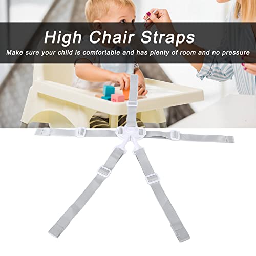 Image of High Chair Straps, Replacement Straps for High Chair, Harness Straps for Most 5 Point High Chairs, Replacement High Chair Belt, Universal (White Button 5-Point Strap)