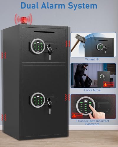 Image of 6.5 Cubic Safe, Extra Large Home Safe Box Fireproof Waterproof, Digital Safes with Deposit Slot & Metal Storage Box, Soft Lining Money Safe with Backlit Keypad & Dual Alarm for Home Office