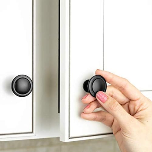 Kalolary Cucina Cassetti Manopole Nero Rotonda, 6 Pezzi Maniglie Cassetti Per Funghi Tondi Metallo Porte Alluminio Viti Cassetto Armadietto Cucina - 8