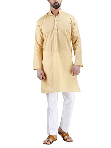 Pijama kurta para hombre lino algodón amarillo limón talla 40 Royal