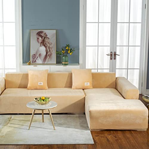 Housse de canapé extensible gris clair 1 place pour divan en L - 2