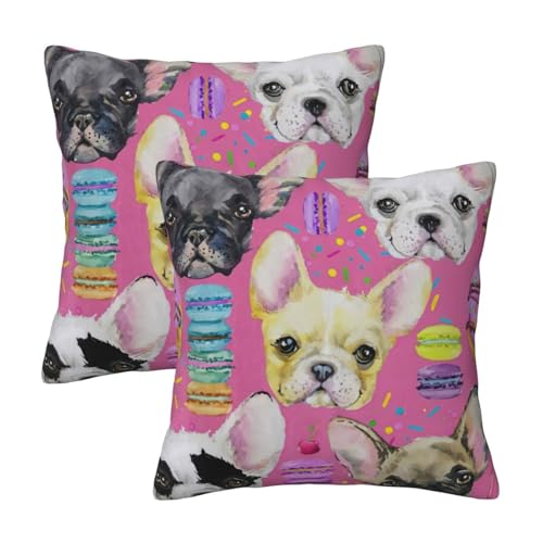 RRhgipp Federa decorativa per cuscino con cane Bulldog francese, per divano, letto, divano, decorazione, regali di Natale invernali