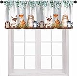 Djaby Woodland Animals Valance Curtains, Forest Animal Green Leaves Rod Pocket Valance Curtain for Kids Bedroom Baby Room Nursery Room 54x18inch