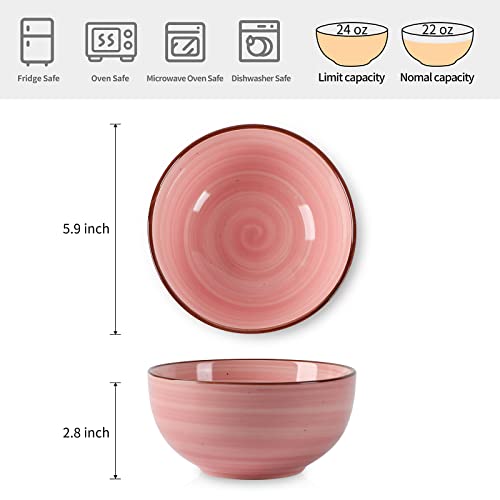 Selamica Ceramic 24 Oz Cereal Bowls Set, Deep Soup Bowls, 5.9 Inch Porcelain Kitchen Bowls For Pasta Salad Dessert Oatmeal Ramen, Microwave Dishwasher Safe, Gift, Set Of 6, Gradient Color #TOP1