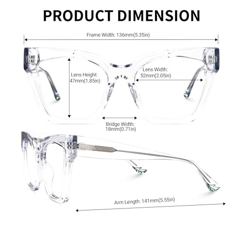 Image of Zeelool Vintage Cat Eye Glasses Frame for Women with Non-prescription Clear Lens Domena ZJGA814740-04 Crystal
