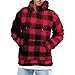 Pull oversize pour homme - Polaire pelucheuse - Pull chaud pour l'hiver - Avec capuche en peluche - Pull douillet avec fourrure, Bordeaux, L