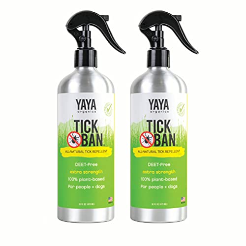 Yaya Organics Tick Ban | Extra Strength Tick Repellent Made with Essential Oils and All Natural, DEET Free Ingredients | Proven Effective, Safe for Adults, Kids and Dogs | 16 Ounce (2 Pack) Yaya Organics Tick Ban | Extra Strength Tick Repellent Made with Essential Oils and All Natural, DEET Free Ingredients | Proven Effective, Safe for Adults, Kids and Dogs | 16 Ounce (2 Pack)