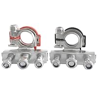 2 Stück Batterieklemmen 3-fach Steckverbinder, Batterie Polklemmen Terminal Clamp Klemmen 12V PKW Batterieklemme Positiv Negativ für Auto Van Wohnwagen Boot
