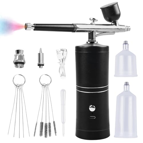 Kit Aérographe Sans Fil, Pistolet Aérographe Portable, Kit Aérographe Rechargeable, Aérographe Sans Fil Avec Compresseur, Pour Décoration D'ongles,...