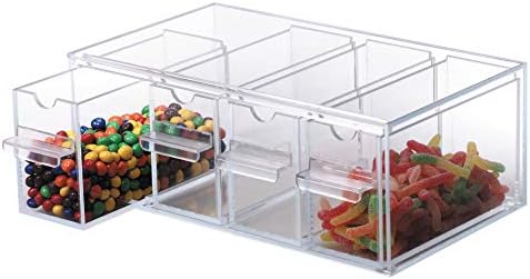 Dispense-Rite TD-4 Four Section Countertop Topping Dispenser Organizer, Clear Acrylic