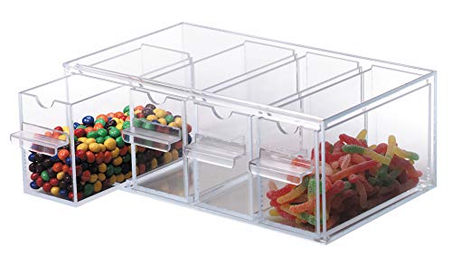 Dispense-Rite TD-4 Four Section Countertop Topping Dispenser Organizer, Clear Acrylic