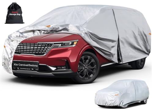 Image of Kayme 6 Layers Hatchback Car Cover Custom Fit for Kia Carnival /Sedona (2002-2026), Waterproof All Weather for Automobiles,Rain Sun UV Protection.Silver