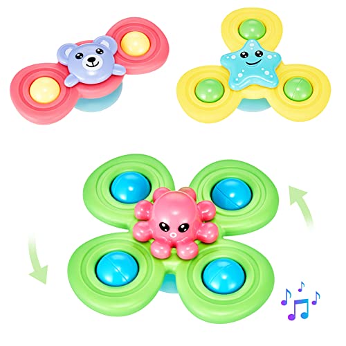 Suction Toys for Baby 3pcs, High Chair Toys, Baby Sensory Toys, Bath Toys, Window Toys, Baby Toys 6 to 12 Months, First Birthday Gifts for Boys, Toys for 1 Year Old Boy, Baby Boy Gifts for 1 Year Old