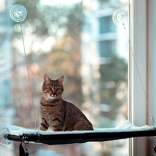 Homeleon Cat Window Perch with Rabbit Fur Cat Bed XL - 2-in-1 Cat