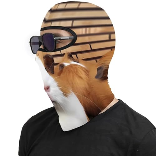 Máscara de esquí para hombres y mujeres Balaclava con estampado de conejillos de Indias, máscara facial térmica para clima frío, equipo para motocicleta, máscara de esquí para invierno miniatura 4