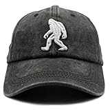 UFO Bigfoot Baseball Caps Embroidered Adjustable Denim Dad Hat Black