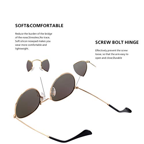 Image of Small Round Polarized Sunglasses Retro Men Women Mirrored Lens Metal Frame Circle Sun Glasses Shades