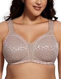 Deyllo Women's Full Coverage Plus Size Comfort Minimizer Bra Wirefree Non Padded(ToffeeLeopard,38DDD)