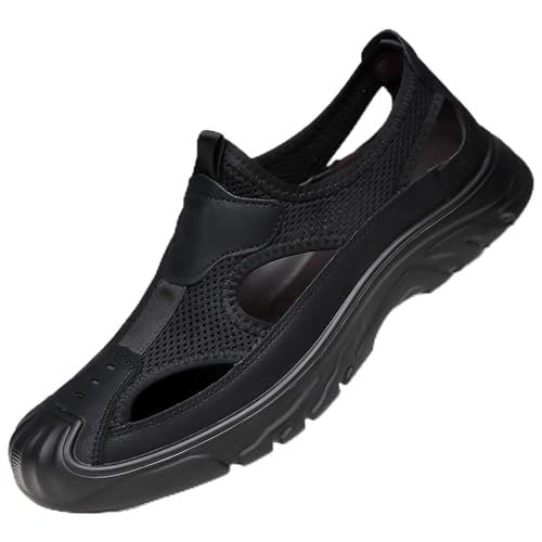 Men's Hollow Sandals Lightweight Walking Casual Shoes, Comfort Durability Closed Toe Outdoor Shoes Hiking Sandals for Summer Sports Driving Beach