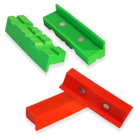 Tamwell 2 Pack Vise Jaw Covers 1 Standard Set and 1 Grooved Set Vise Jaw Non Marring Pads 4.5 Inch Protective Covers Cover
