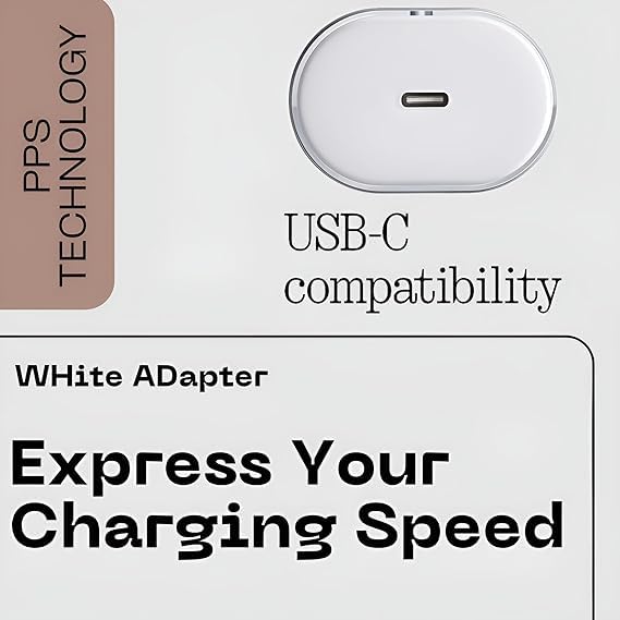 Image of Shram 45W Fast Charger Adapter Compatible with CMF by Nothing Phone 1 /Nothing Phone 2A /Phone 2a Plus /Phone 2 /Buds /Ear Stick, CMF 33w Power Charger for Mobile, 45 W Type C Charging Adapter, White