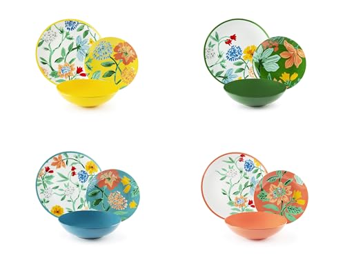 Excelsa Eze Sur Mer Service de vaisselle 12 pièces, porcelaine, multi-décors